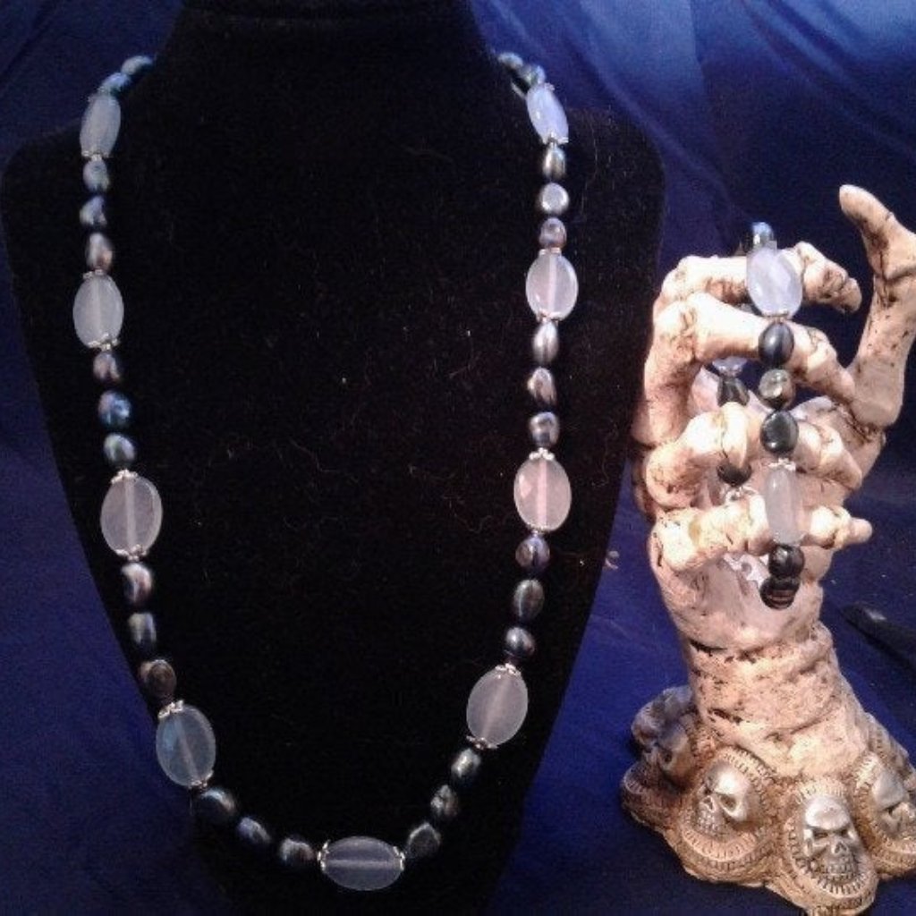 Handmade Blue Agate & Green Pearl Jewelry Set Z215
